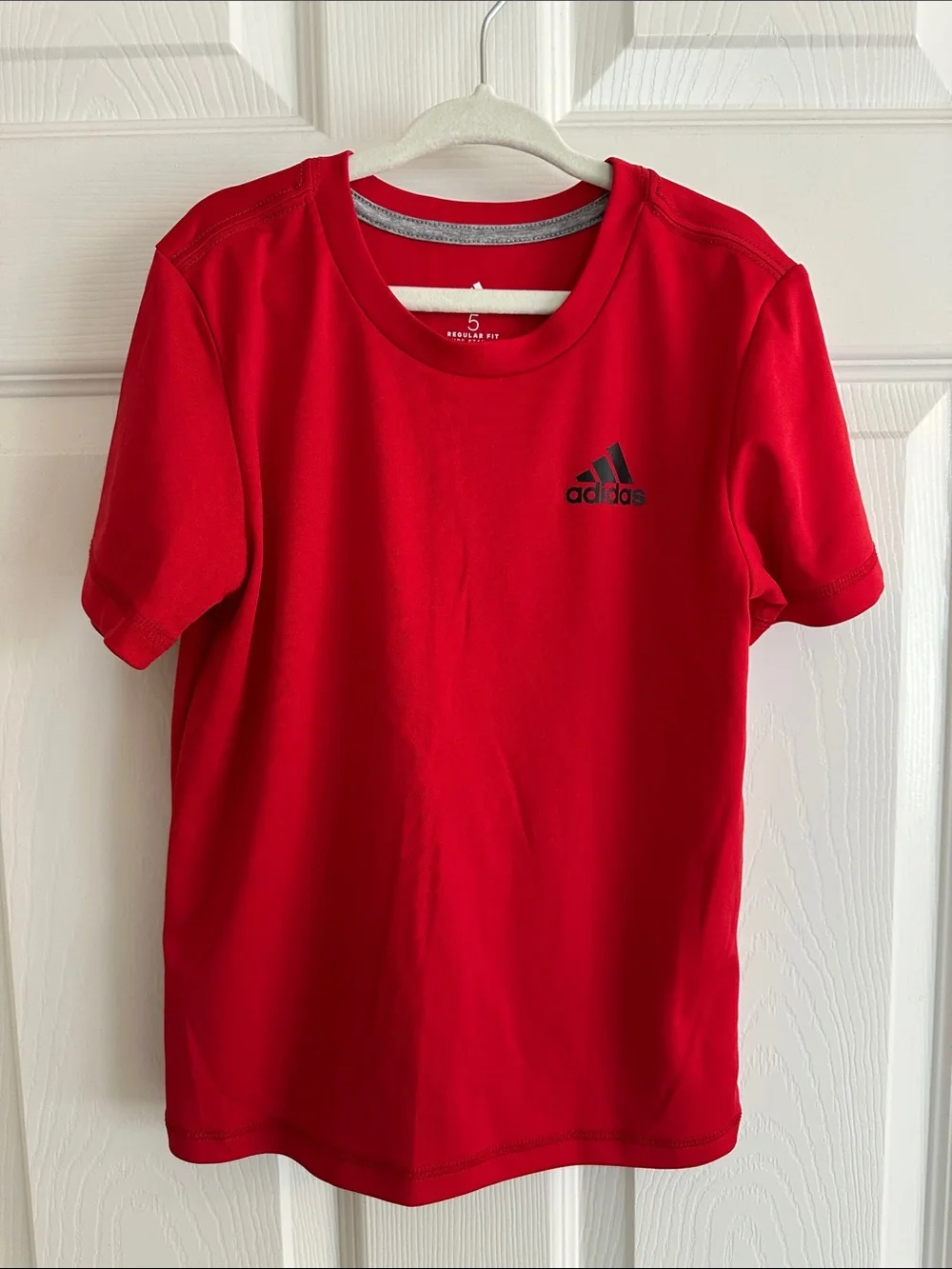 adidas Red & Gray Kid Short-Sleeve Active Tees